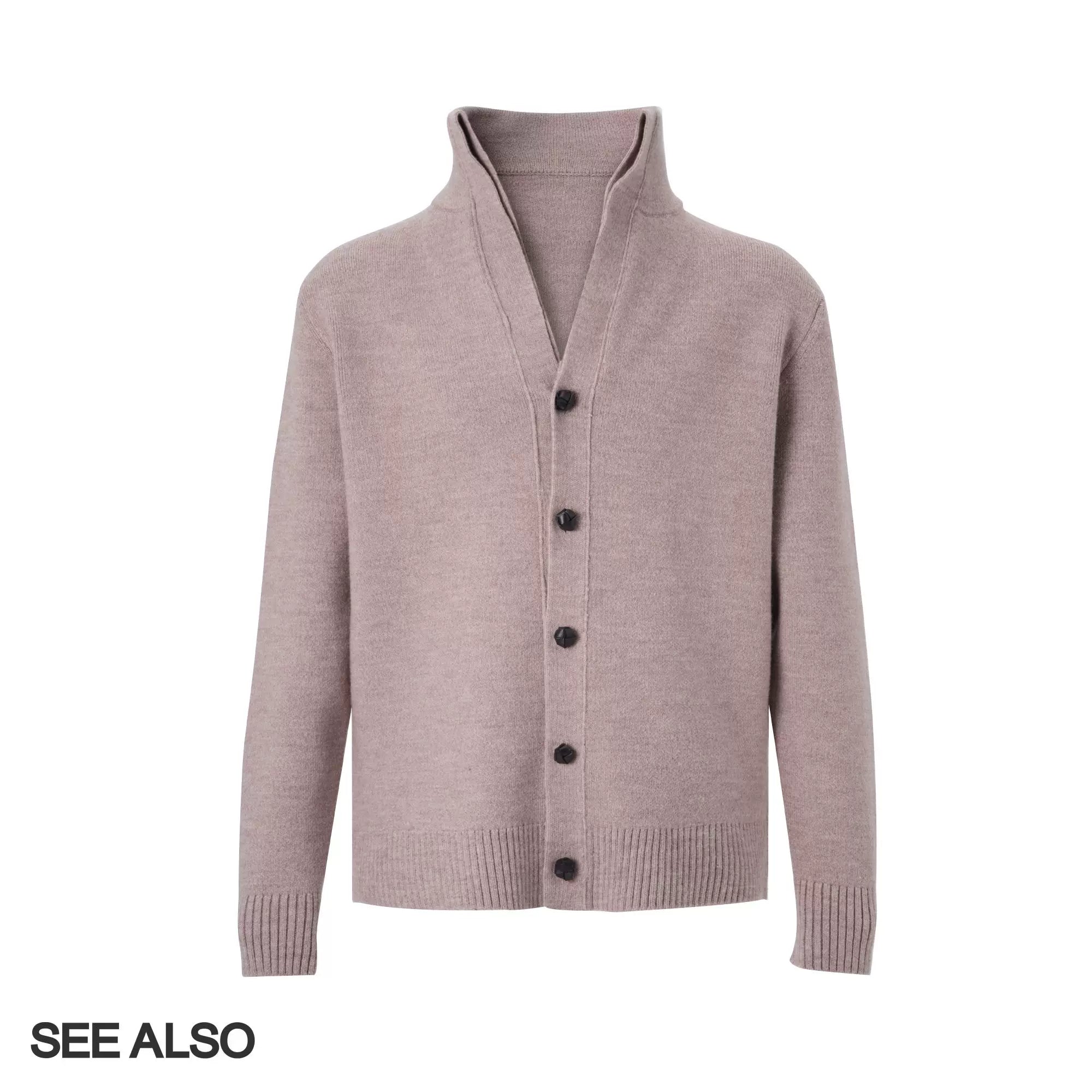 SEE ALSO Wool Handmade Cowhide Buckle Stand-up Neck Thickened Sweater Jacket