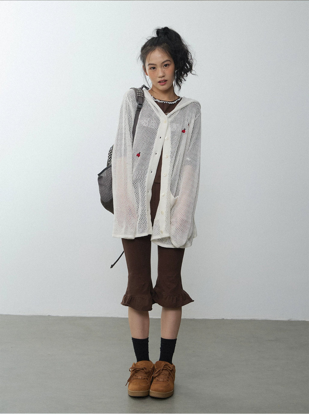 In Two Twos Cutout Knit Hooded Long Sleeves