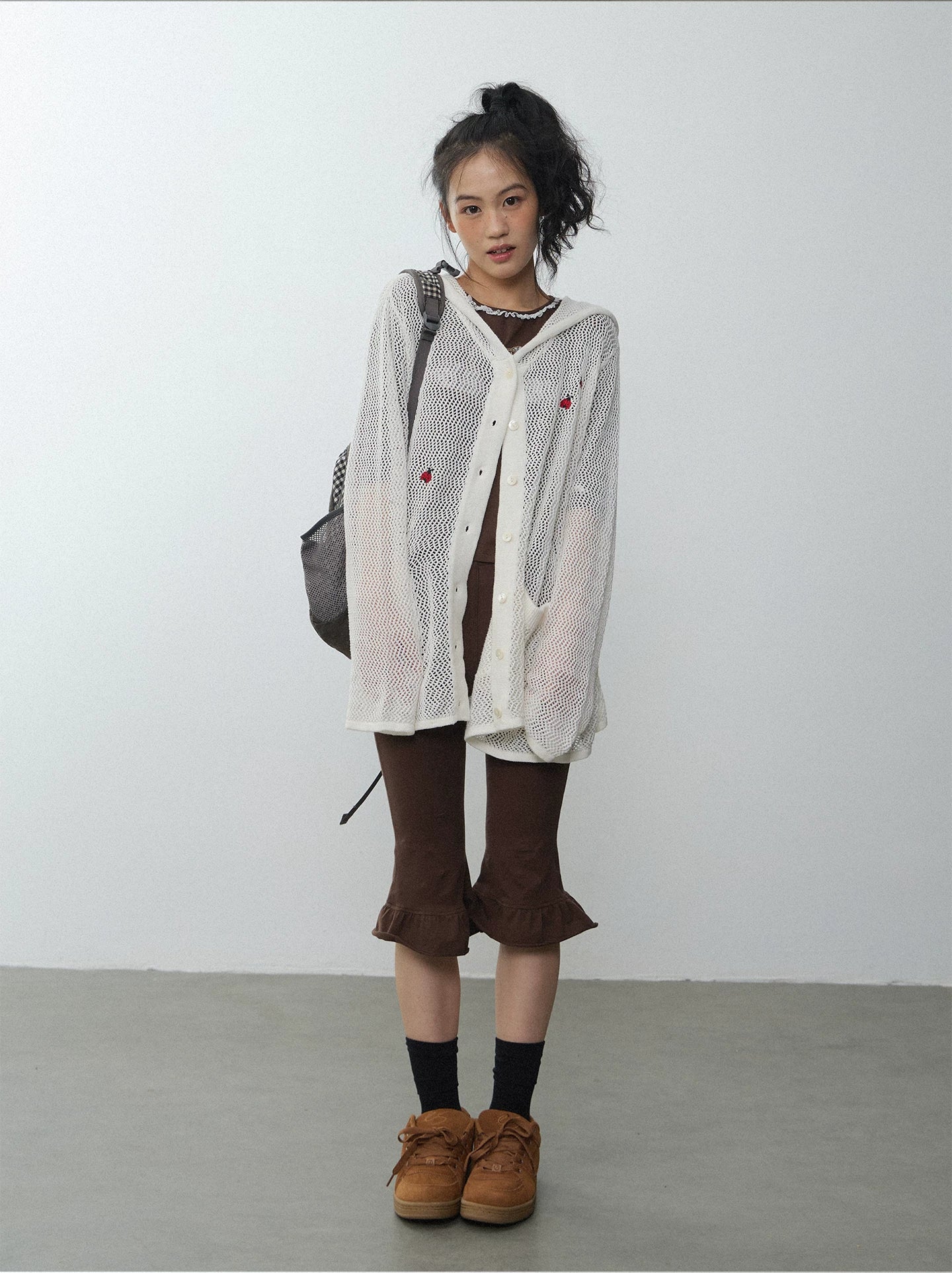 In Two Twos Cutout Knit Hooded Long Sleeves