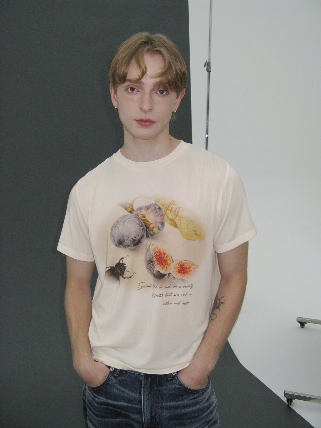 Set for life 25SS "Fig Flower Language" Tencel Wool Blended Short Wide T-shirt