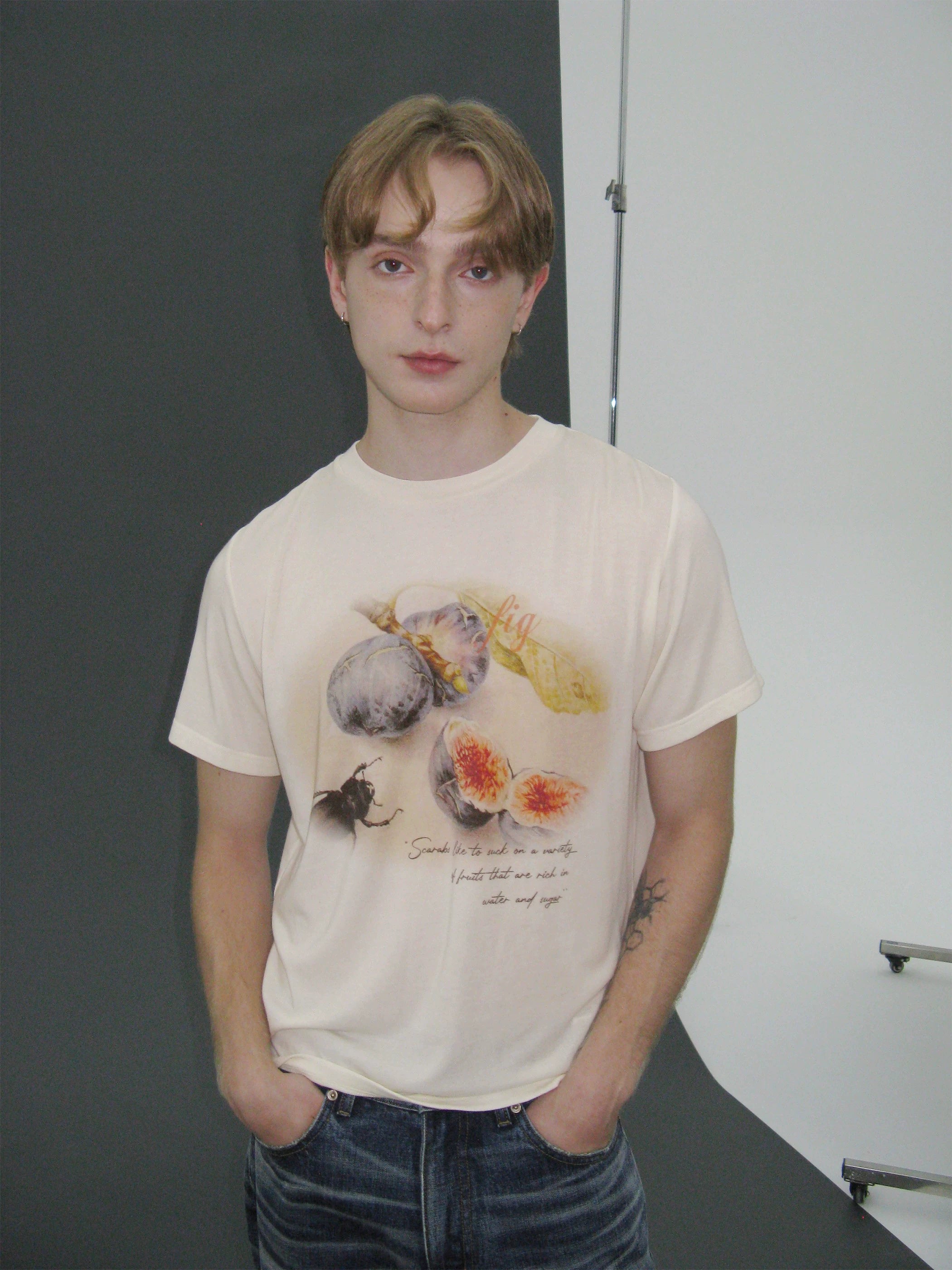 Set for life 25SS "Fig Flower Language" Tencel Wool Blended Short Wide T-shirt