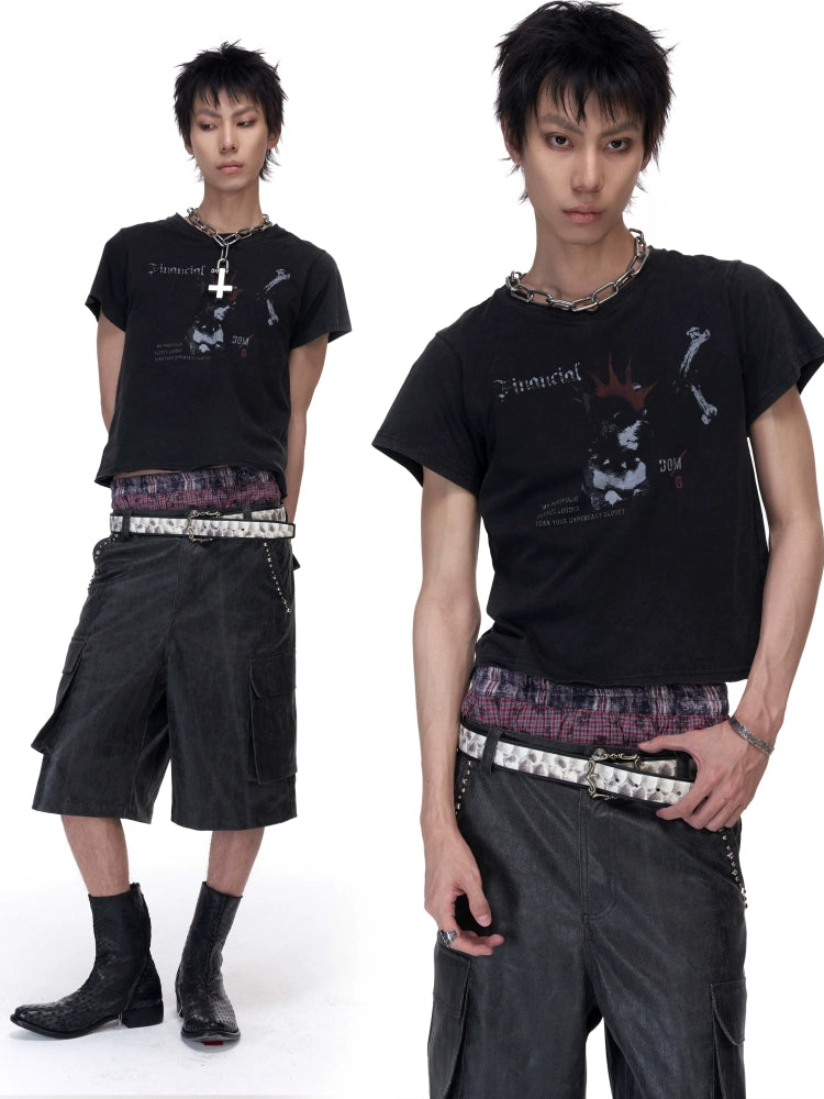 Imdelusion Short Slim Fit Light Puppy Print Tee
