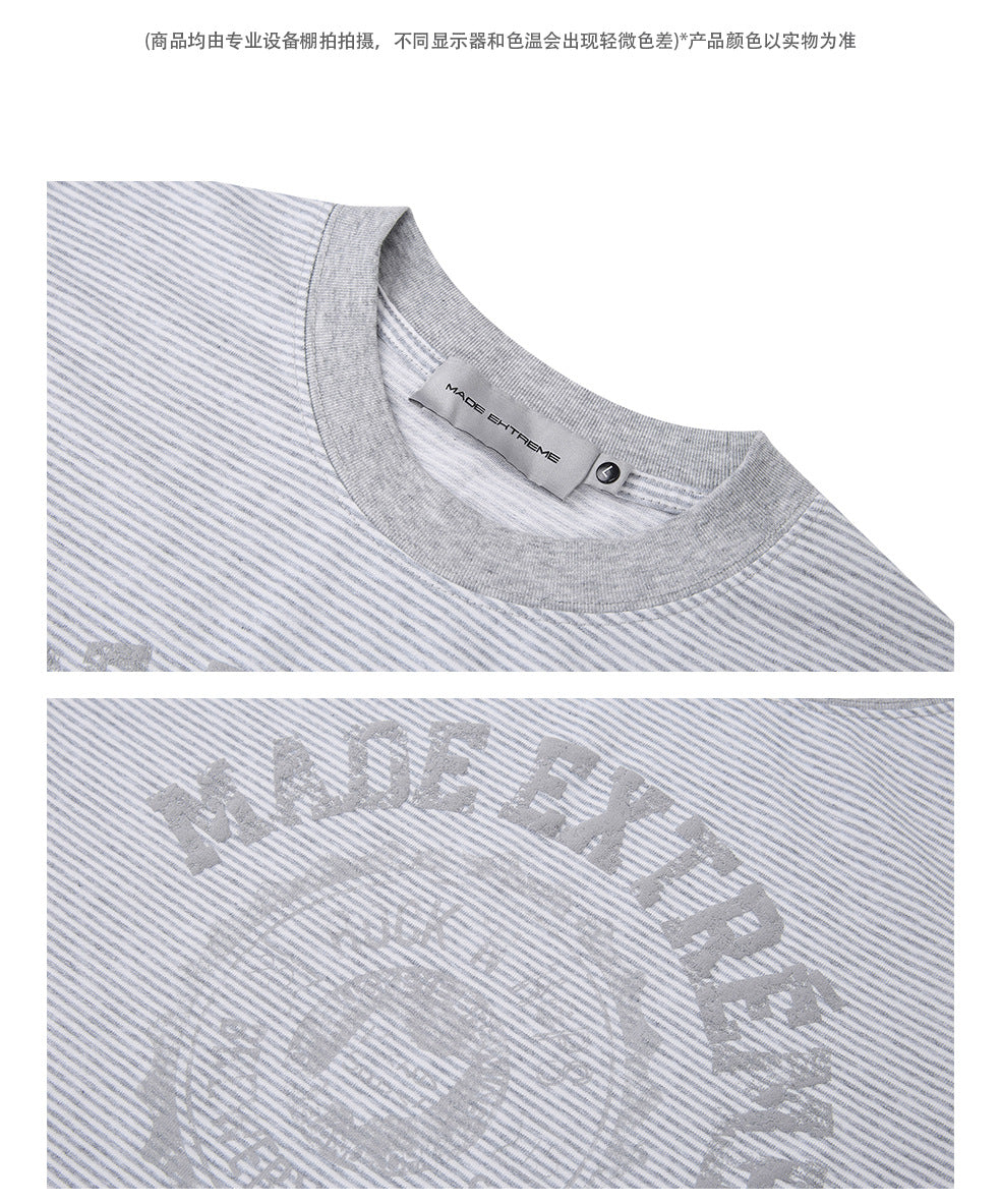 EME Retro Letter Print Striped Tee