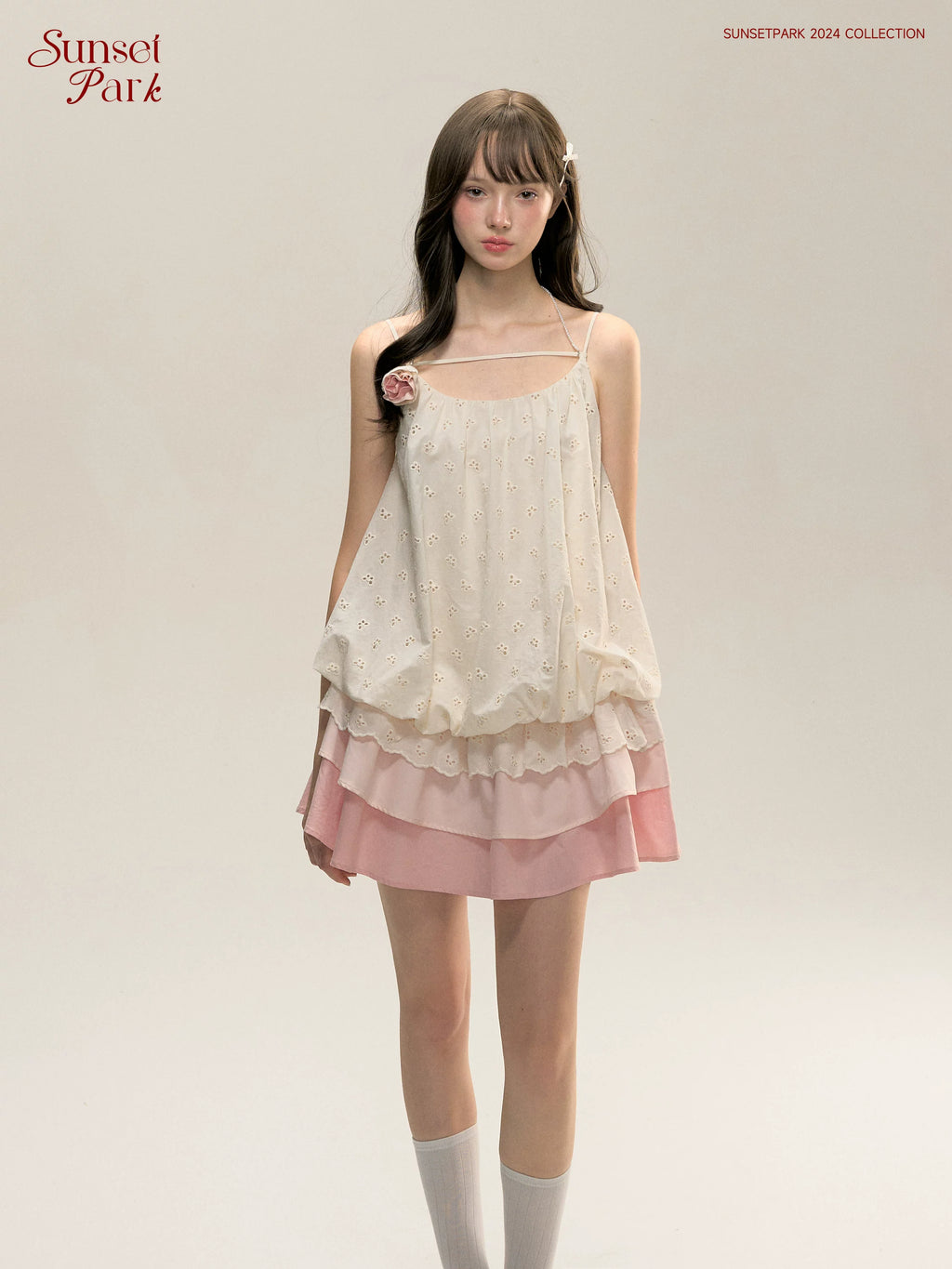 SunsetPark Drawstring Gradual Change Suspender Dress
