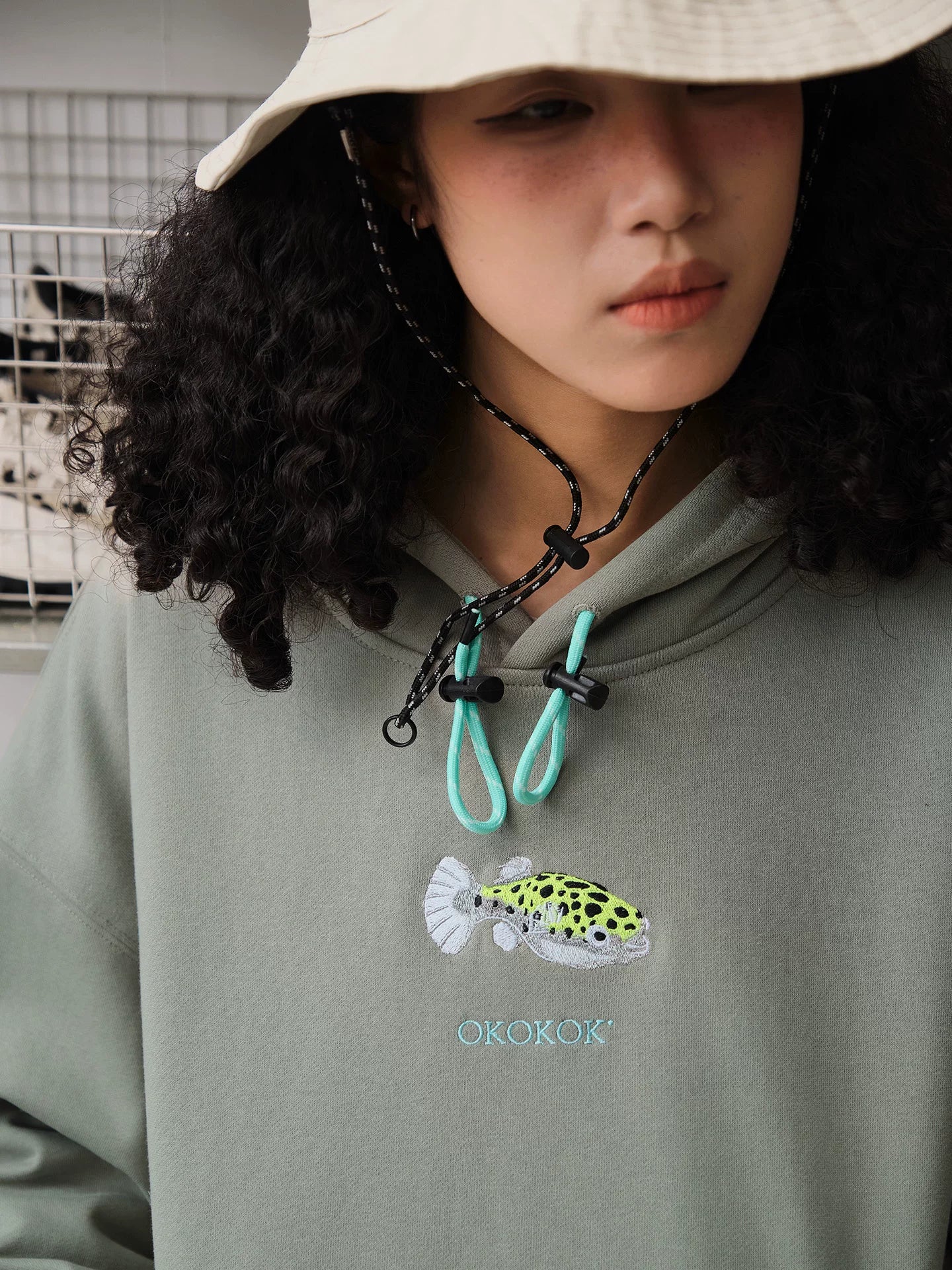 Battles Loose Contrast Embroidered Hooded Sweater