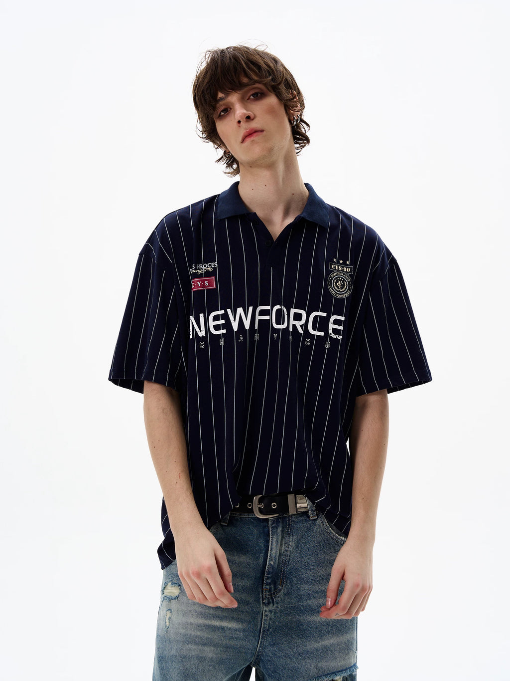 WLNEXT Retro Ruffian Handsome High-end Polo Shirt Tee