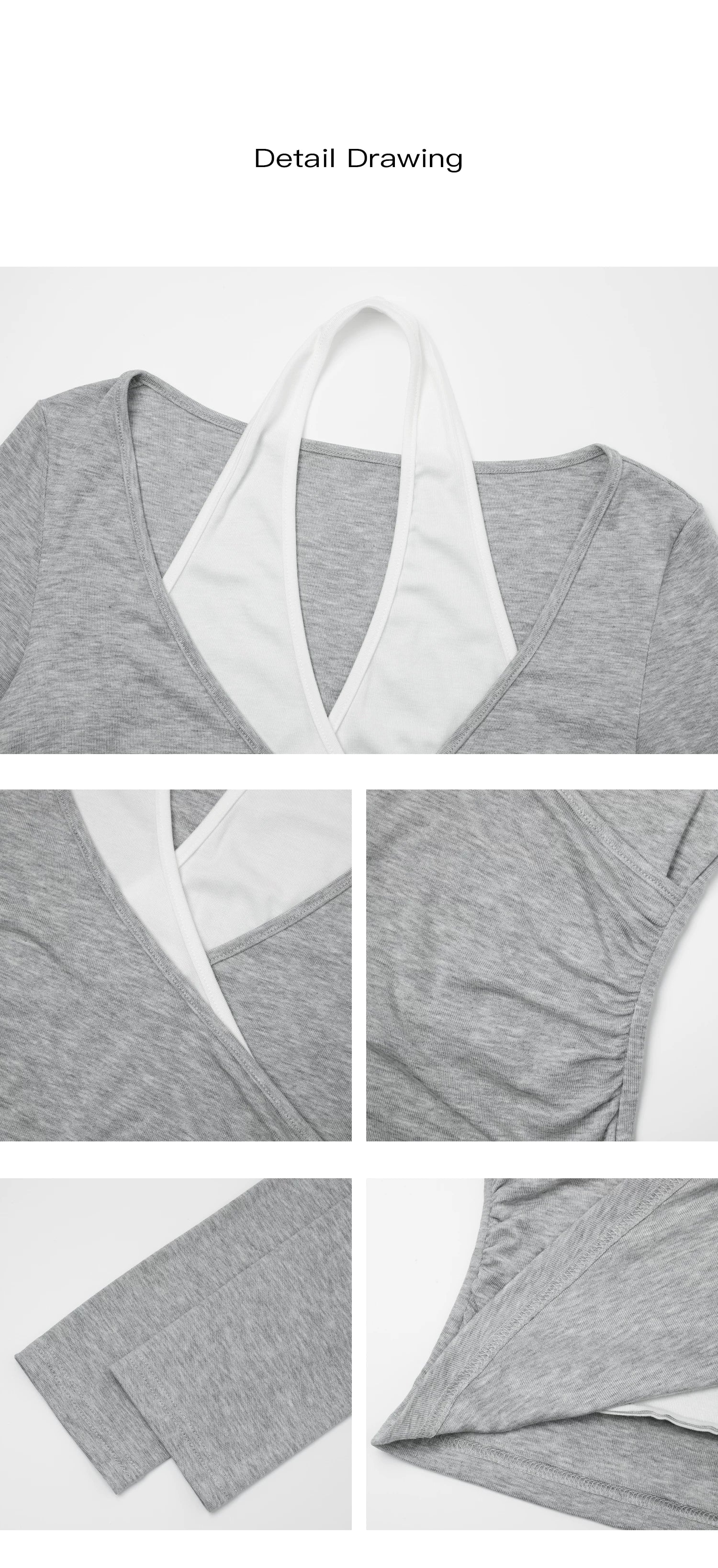 EIGHTHMONTH Splicing Fake Two Pieces Neck Long Sleeves