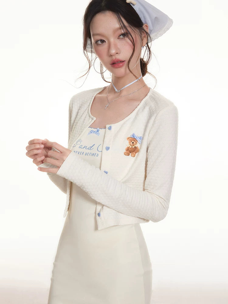 Imone Versatile Suspender Skirt Long-sleeved Cardigan Set