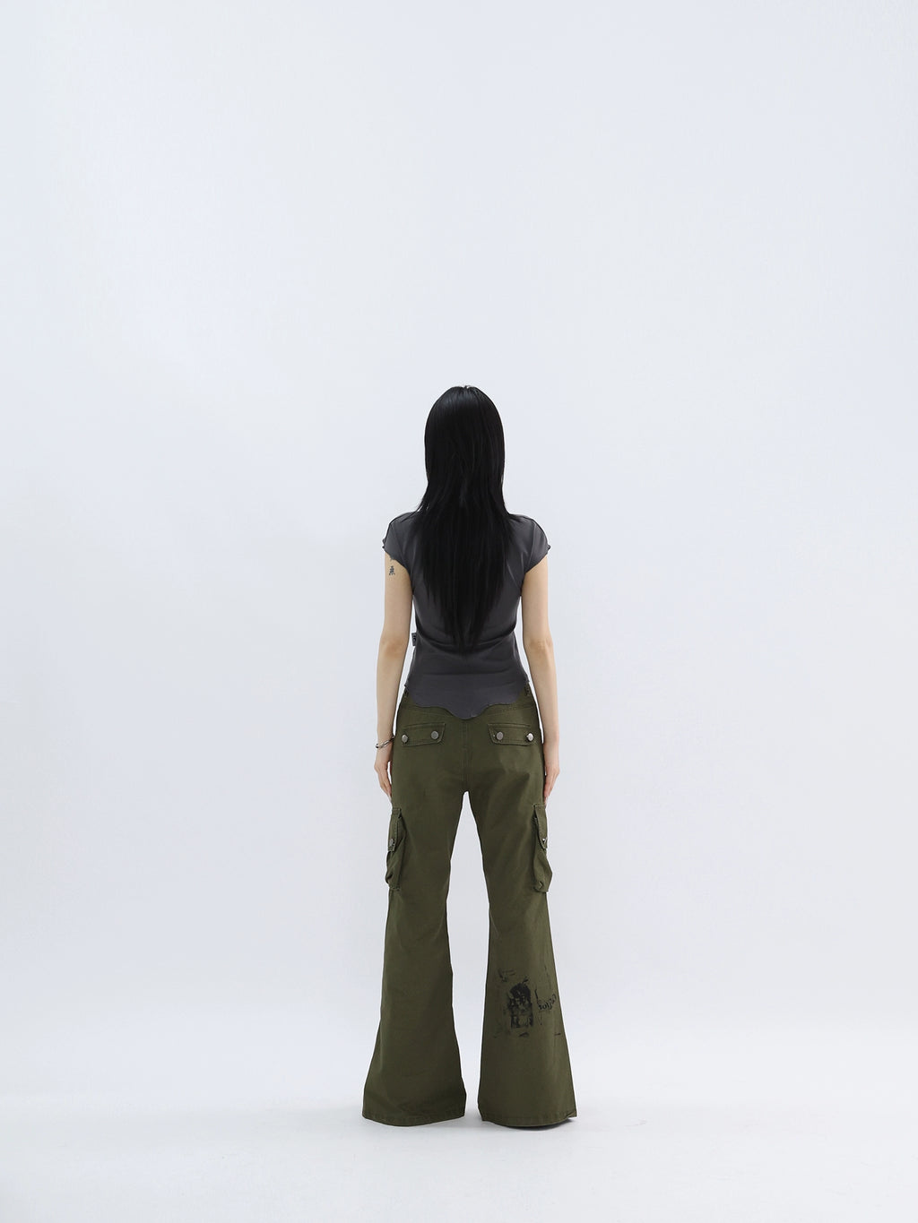 FUZZYKON Retro Portrait Print Tooling Flared Pants