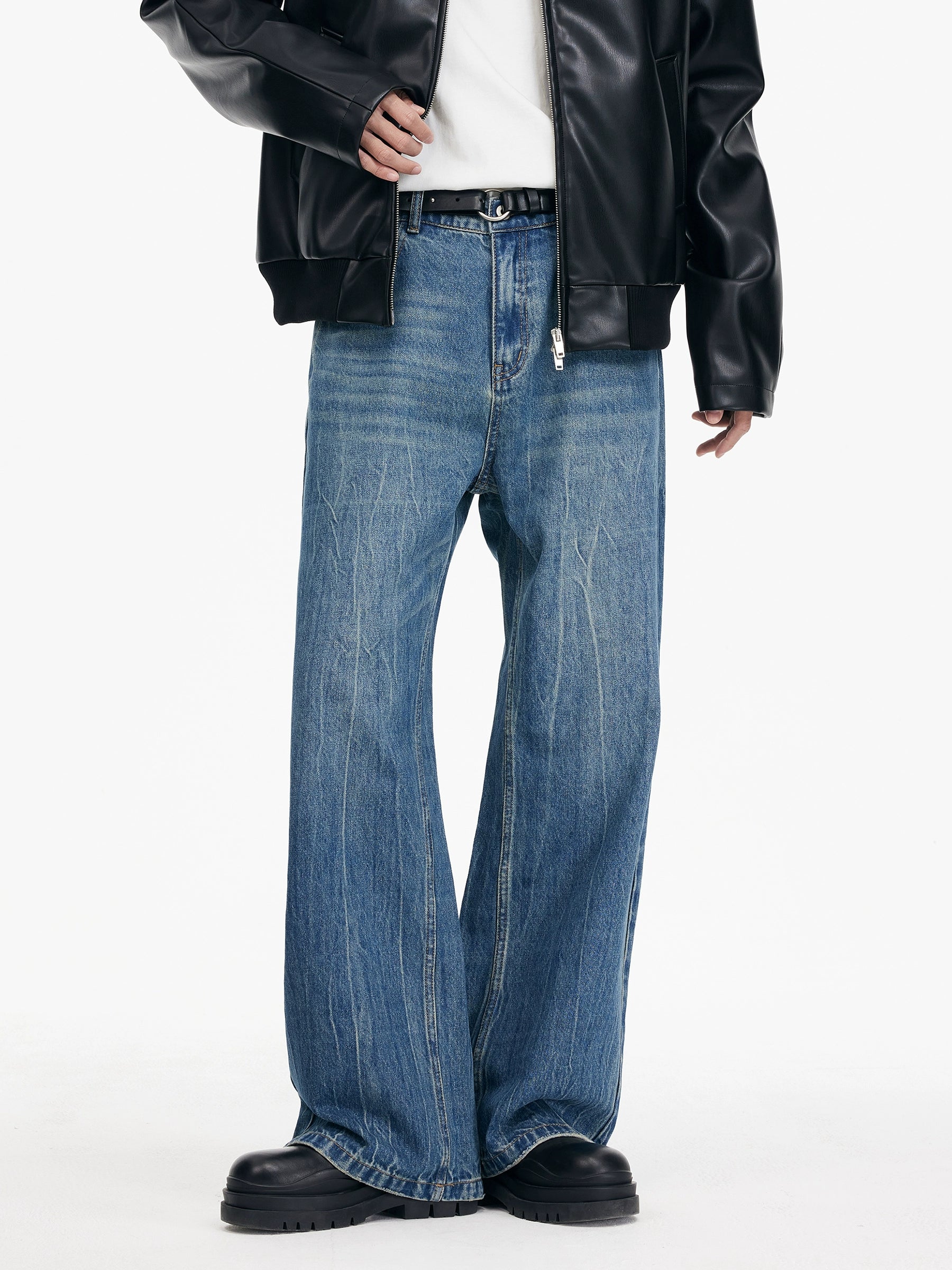 DIMC Water Pattern Tie Flower Washed Jeans