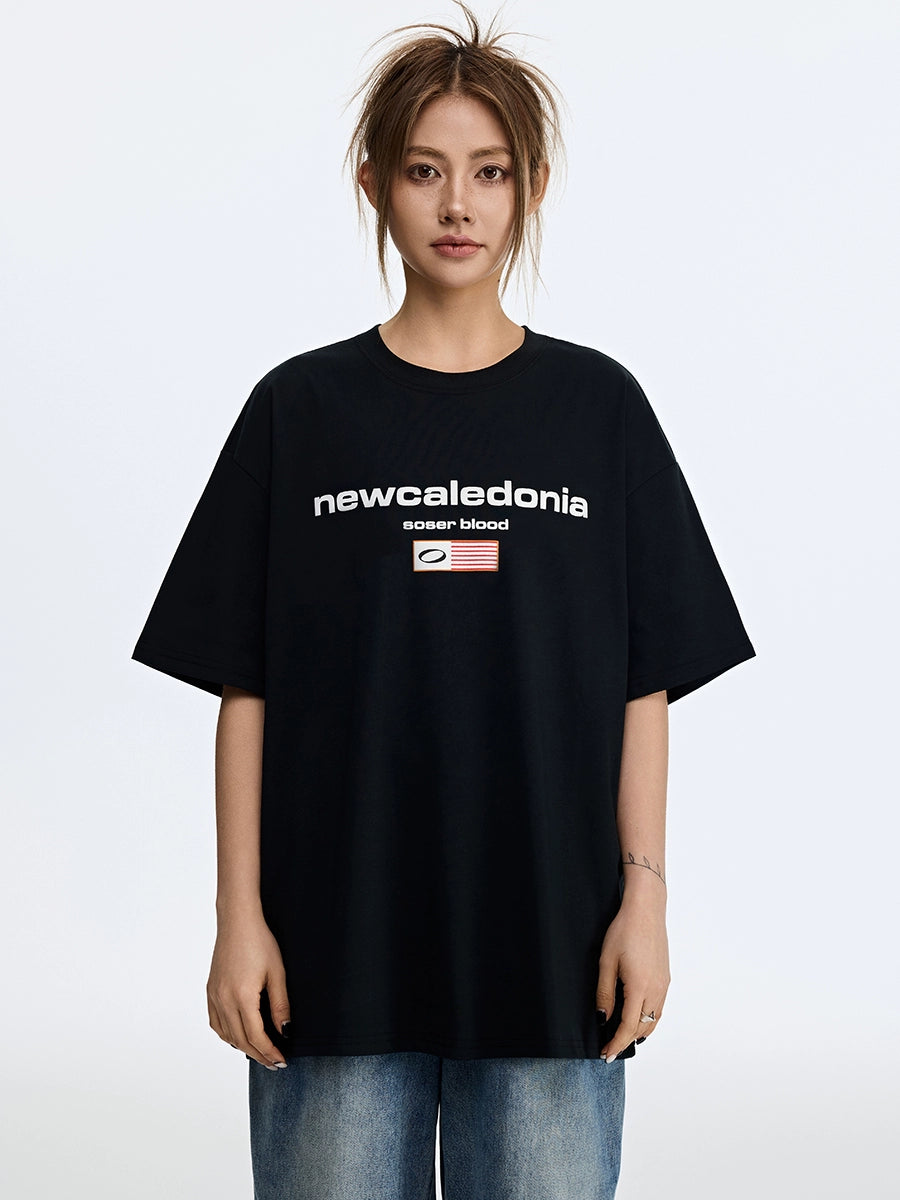 SOSER Retro Guochao Flag Letter Logo Tee