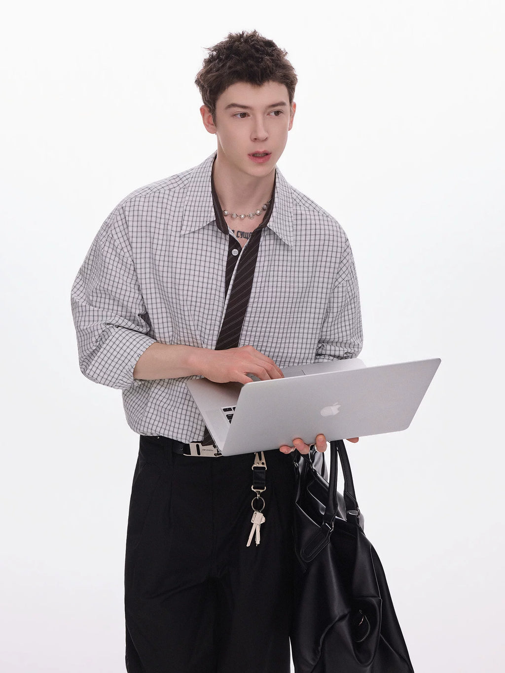 CHOR Vintage Plaid Tie Shirt