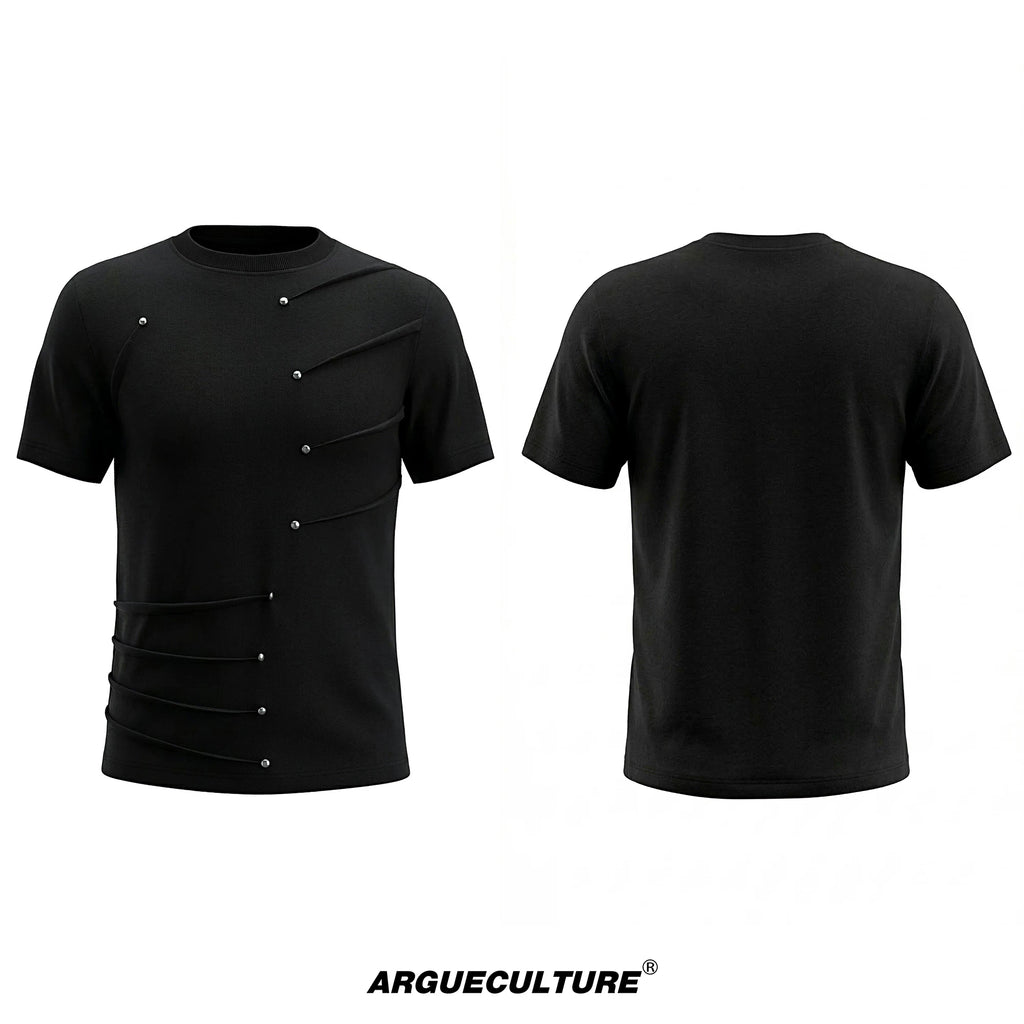 ArguECulturE Rivet Round Neck Straight Shoulder Slim Tee