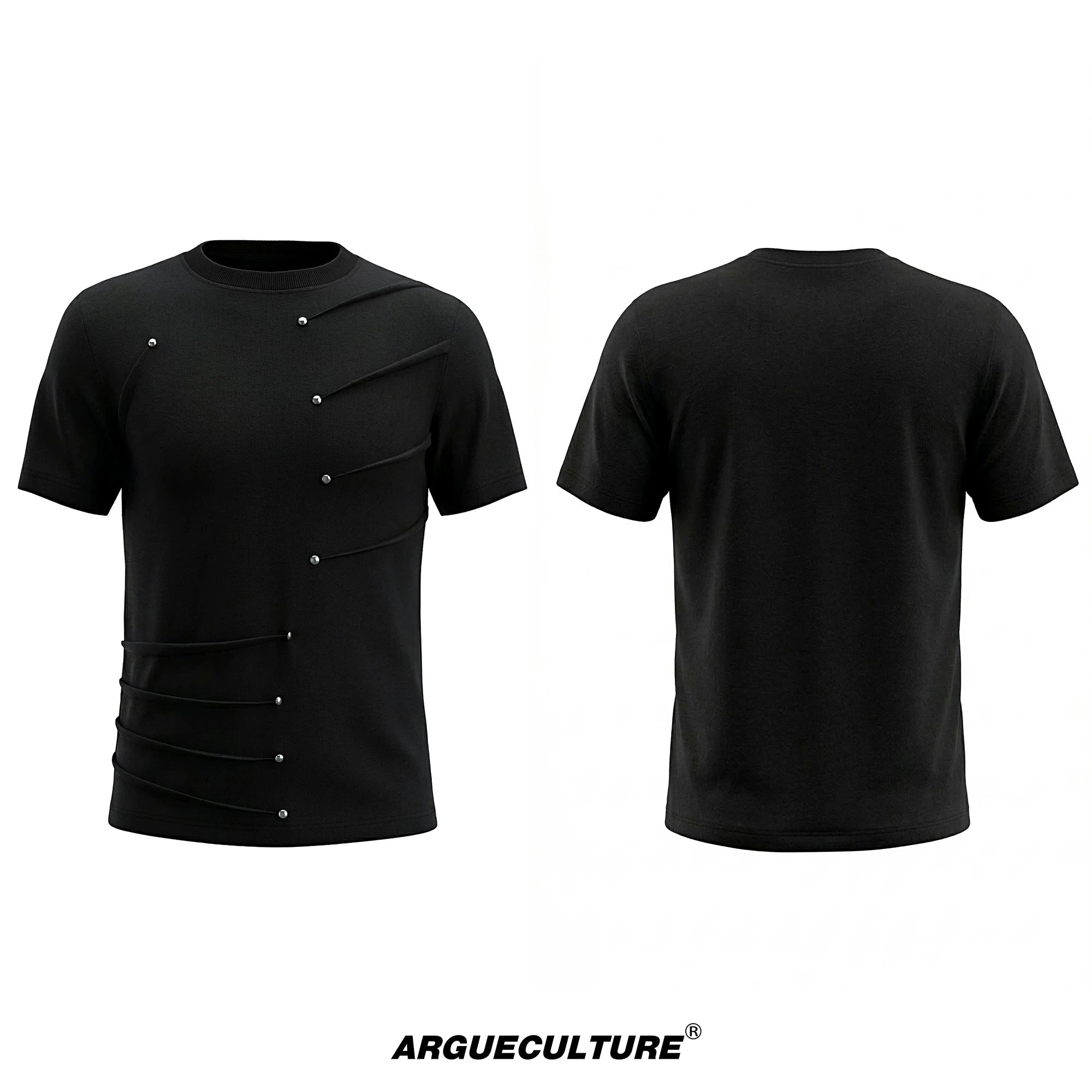 ArguECulturE Rivet Round Neck Straight Shoulder Slim Tee