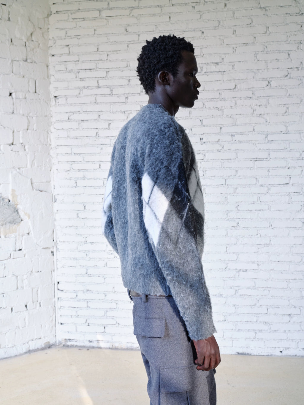 VLABMADE Vintage Contrast Rhombus Knitted Sweater