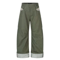 11KN Retro Loose Contrasting Color Flanged Wide-leg Pants