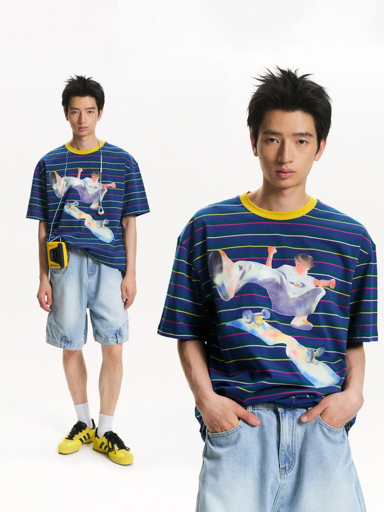 NewJNXS Juvenile Sense Casual Contrasting Striped Tee