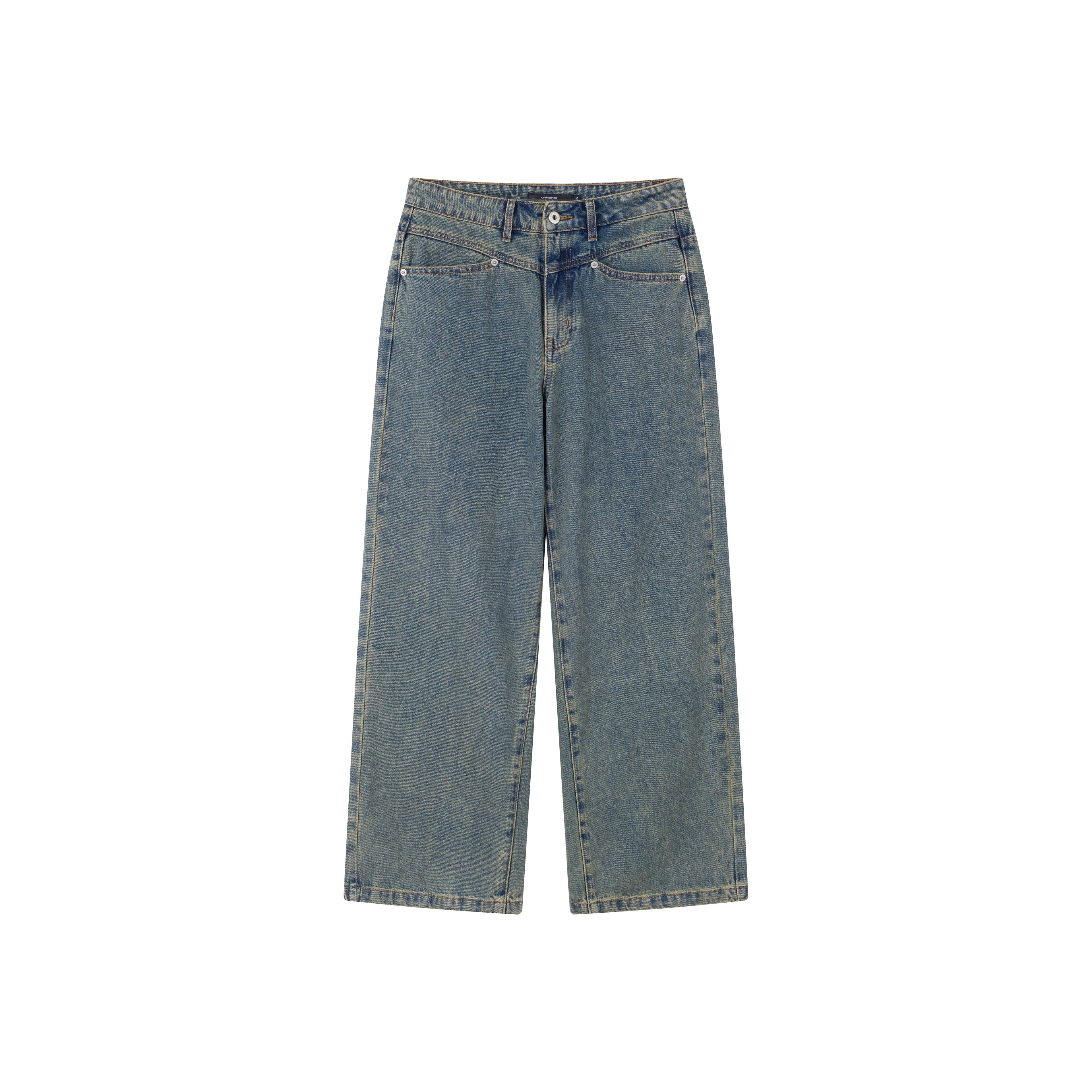 Anniehall Yellow Mud Rust Old A-shaped Loose Jeans