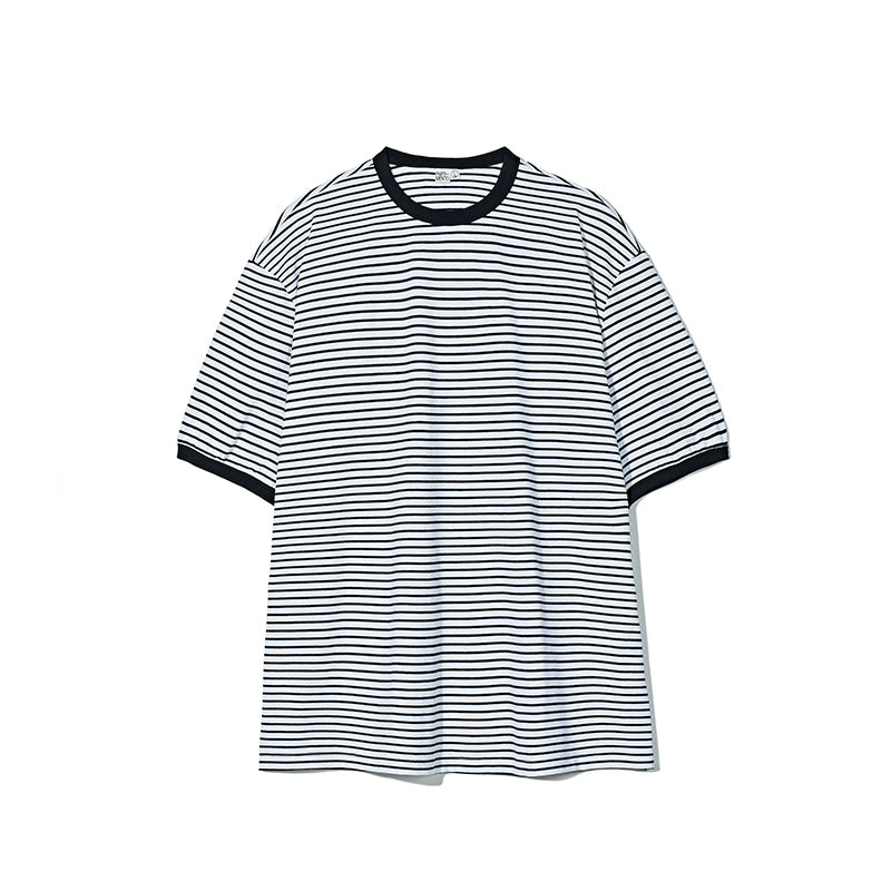 PARTIMENTO Korean Neutral Loose Striped Tee
