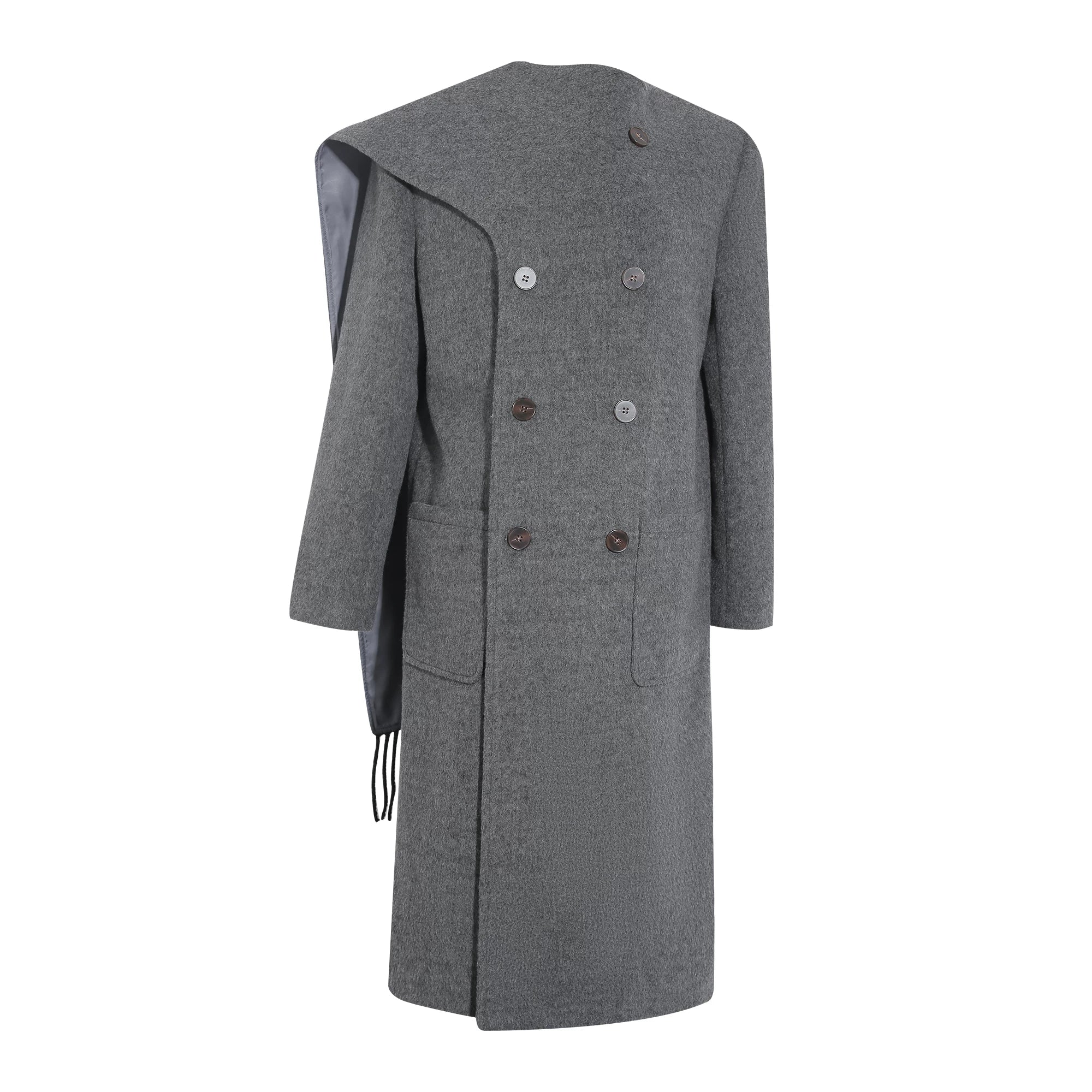 Wildberry Scarf Collar Double-breasted Medium and Long Wool Jacket