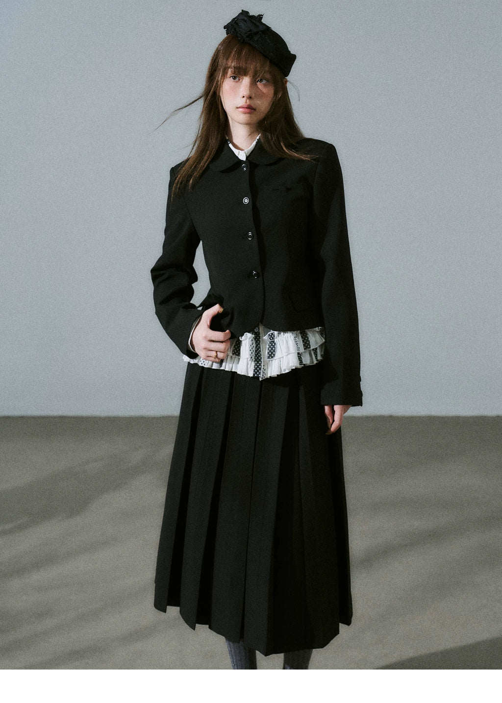LOST FOREST Vintage Skinny Versatile Pleated Skirt Set
