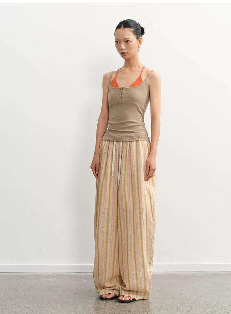 LINY LIBERTY Fake Two-piece Slim-fit Knitted Sling Vest