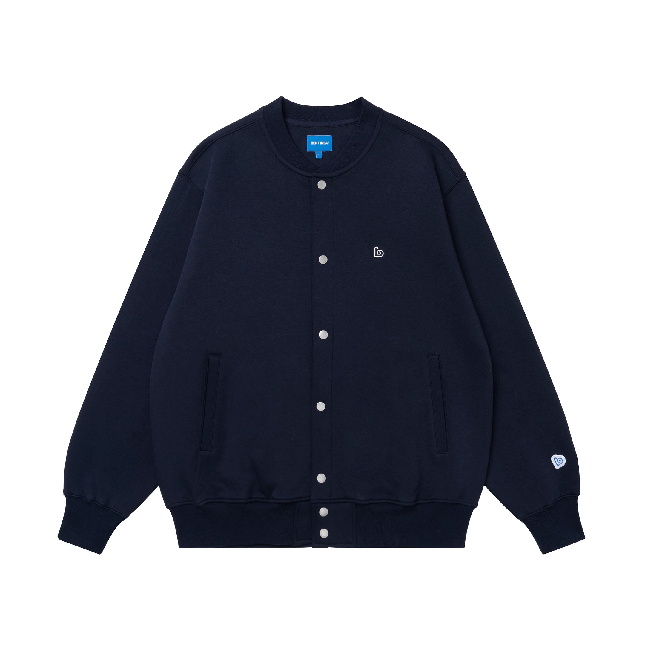 BENT IDEA Crew Neck Loose Baseball Sweater Jacket