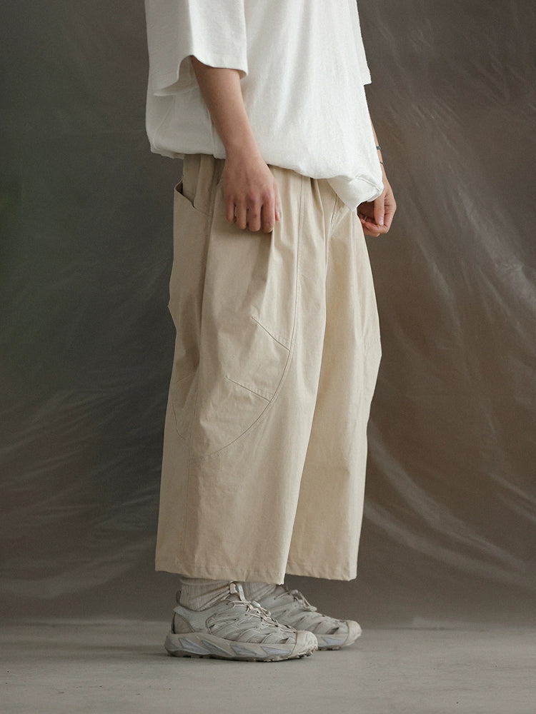 NOEARS Japanese Retro Elastic Waist Loose Casual Pants