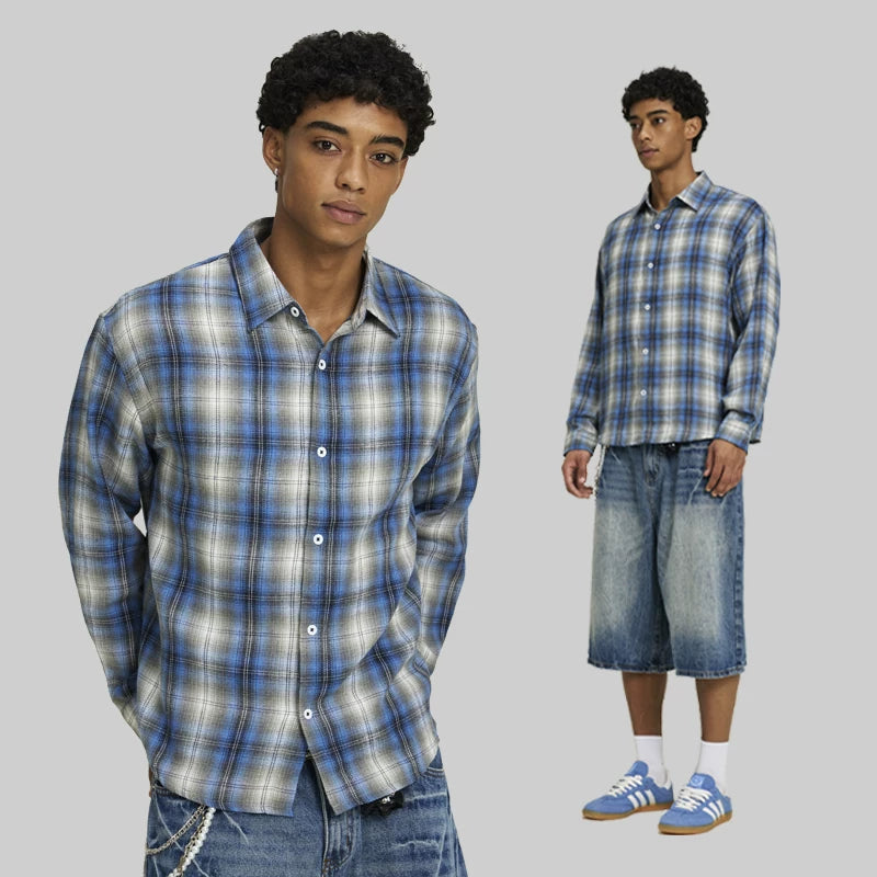 FIVEMEN Vintage Loose Plaid Shirt Jacket