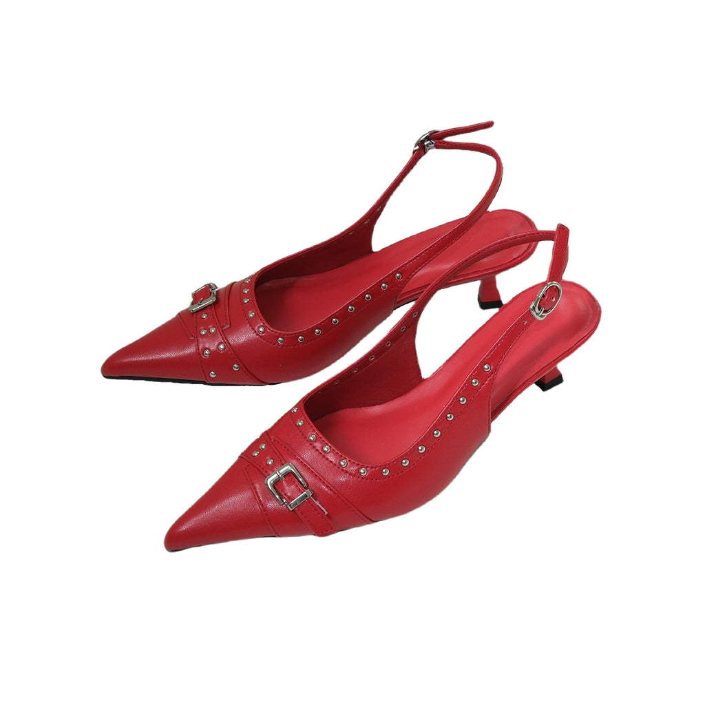 Mooreyu Belt Buckle Bag Head Cool Slippers High Heel