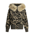 NOMANIAI Hairy Hooded Camouflage Short Jacket