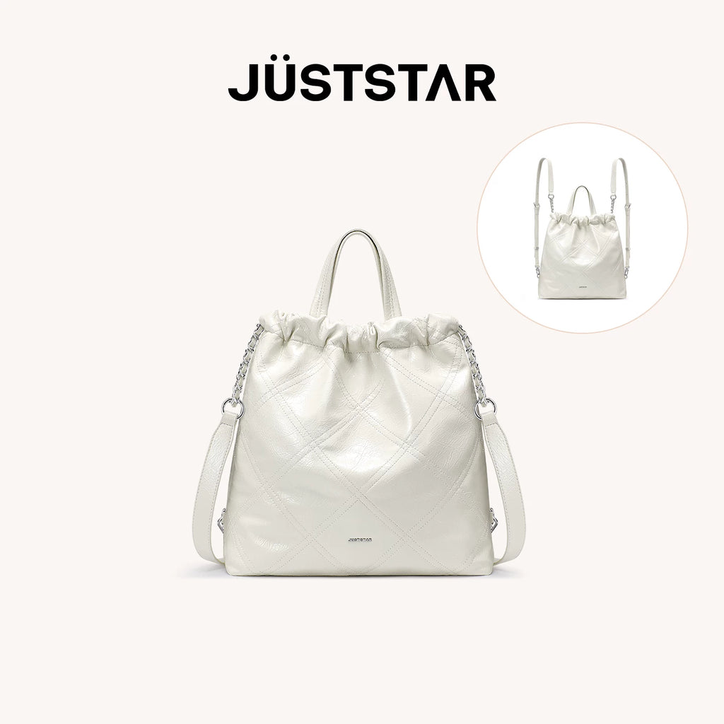 JUST STAR Rhombus Dual-purpose Double Shoulder Large-capacity Tote Bag