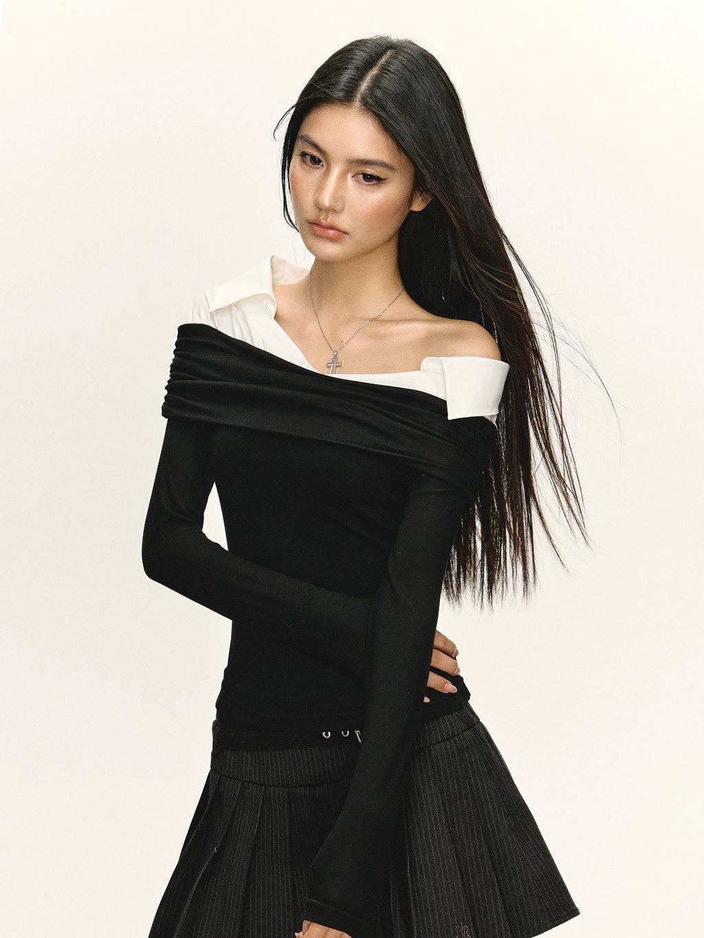 Ariseism Vintage Slim Fake Two-piece Long Sleeve