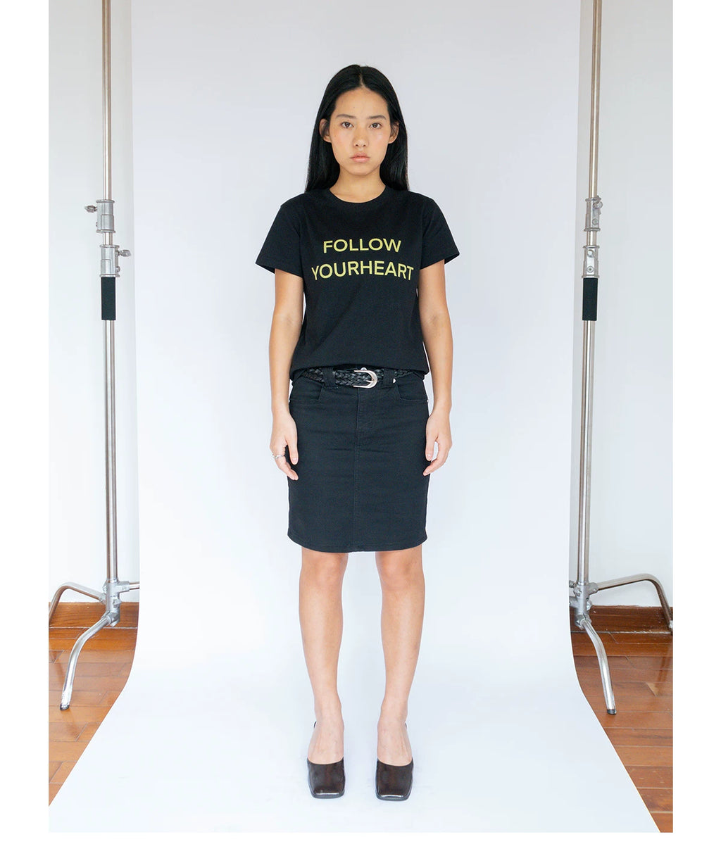 FUNKYFUN Retro Contrasting Color Slogan Simple Tee