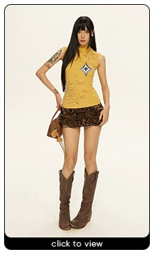 Zero Leopard Print Low Waist Shorts Skirt