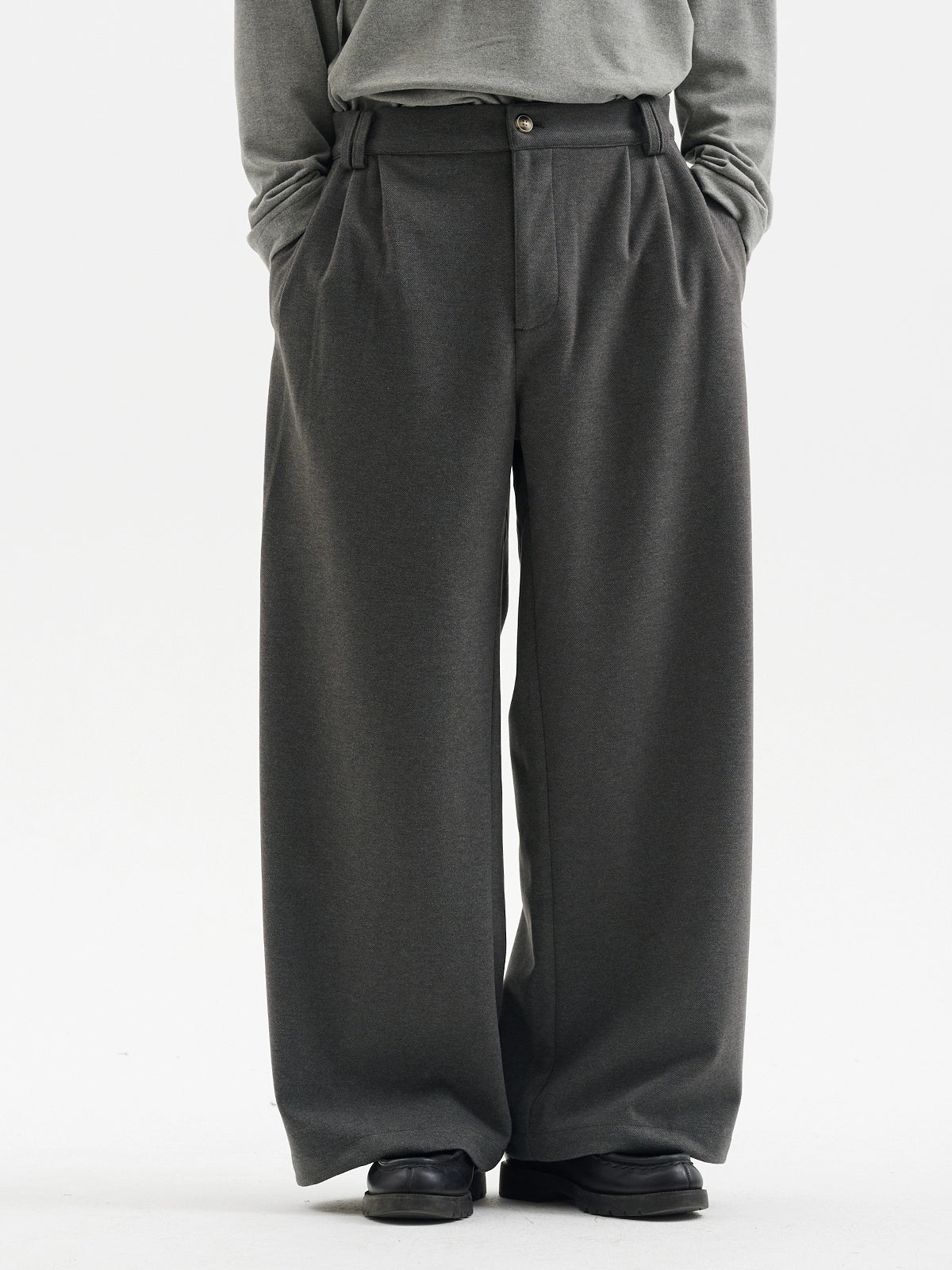 (Clearance) BUTTBILL Vintage Woolen Wide-leg Slacks