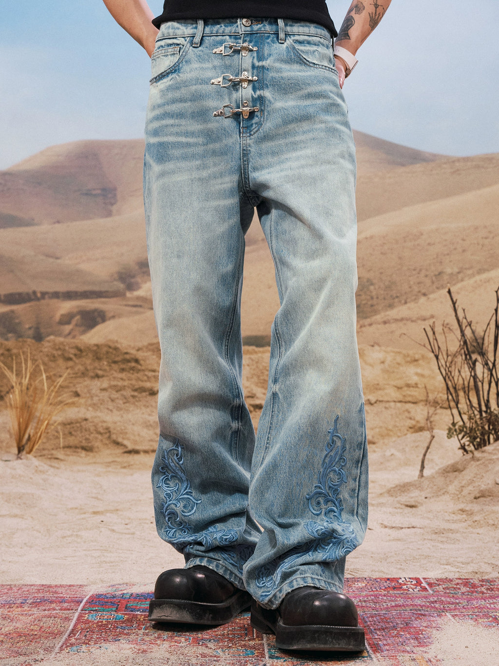 YADcrew Vintage Old Loose Straight Versatile Jeans