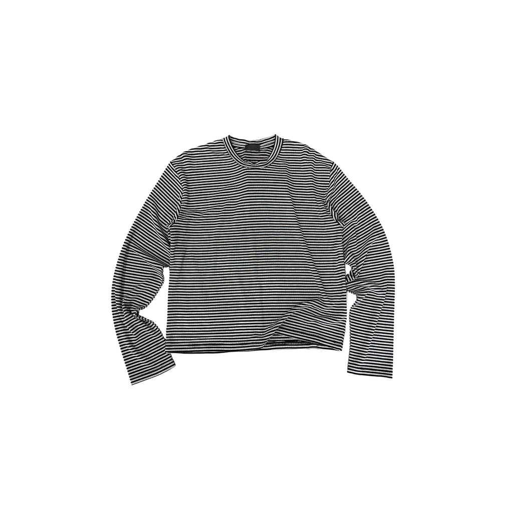 PLUS NO LOGO Casual Retro Crew Neck Striped Long Sleeve