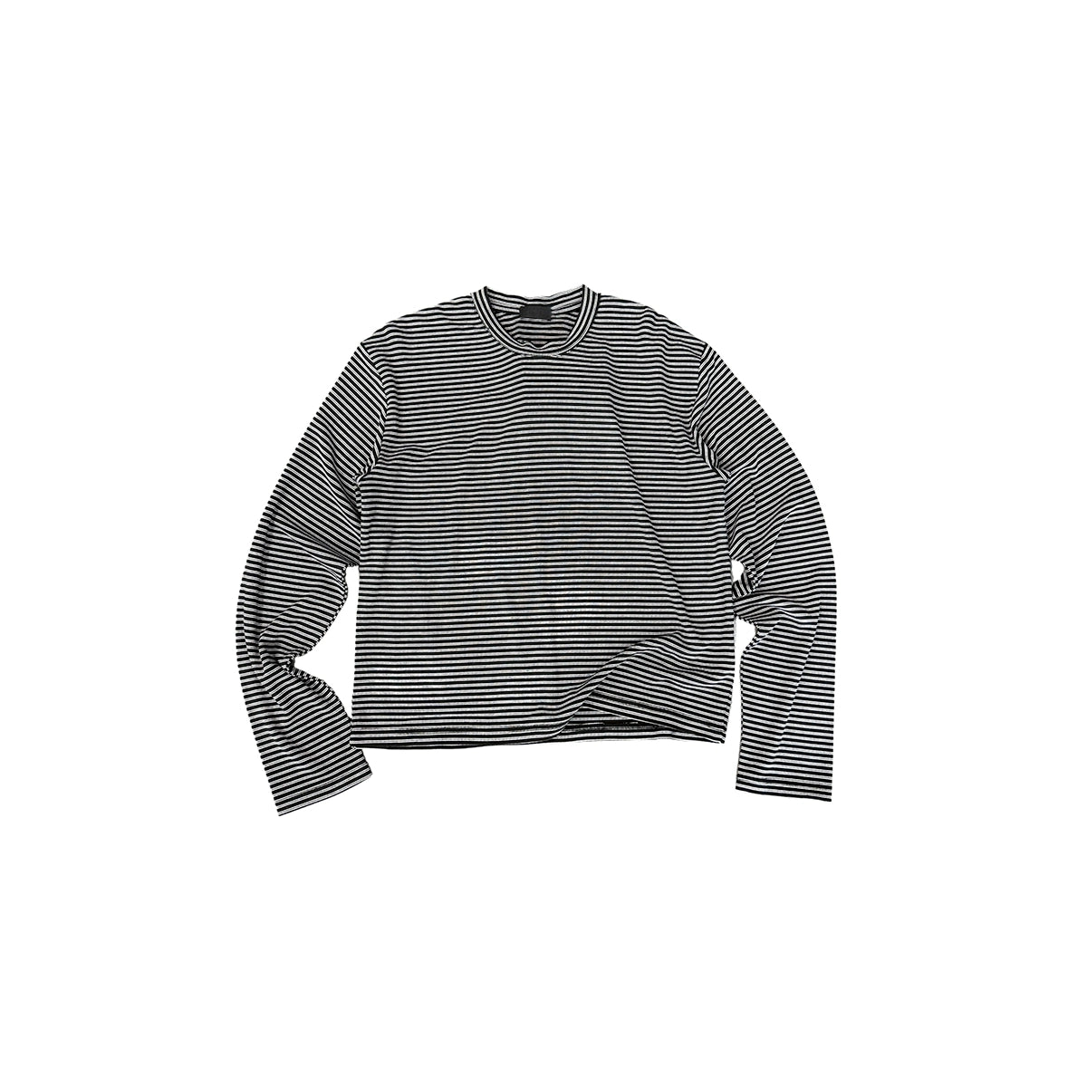 PLUS NO LOGO Casual Retro Crew Neck Striped Long Sleeve