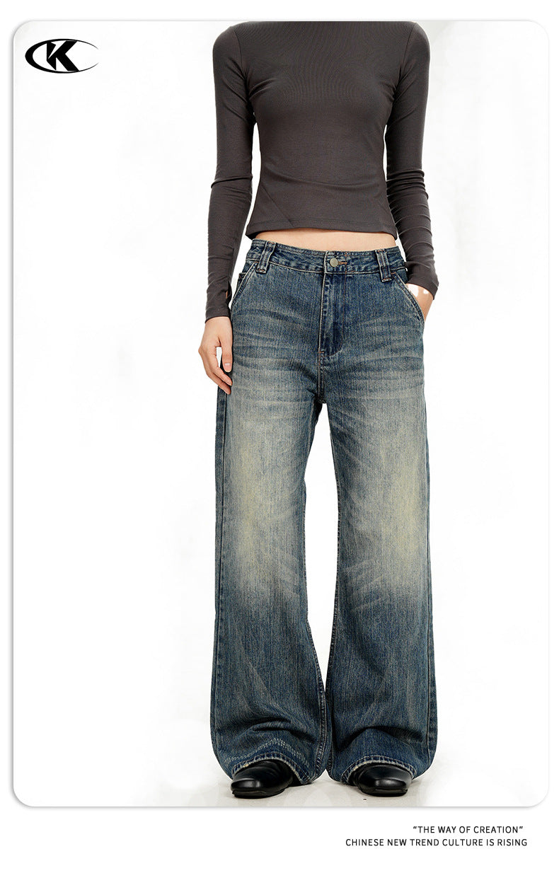 11KN Retro Straight Loose Versatile Skinny Jeans