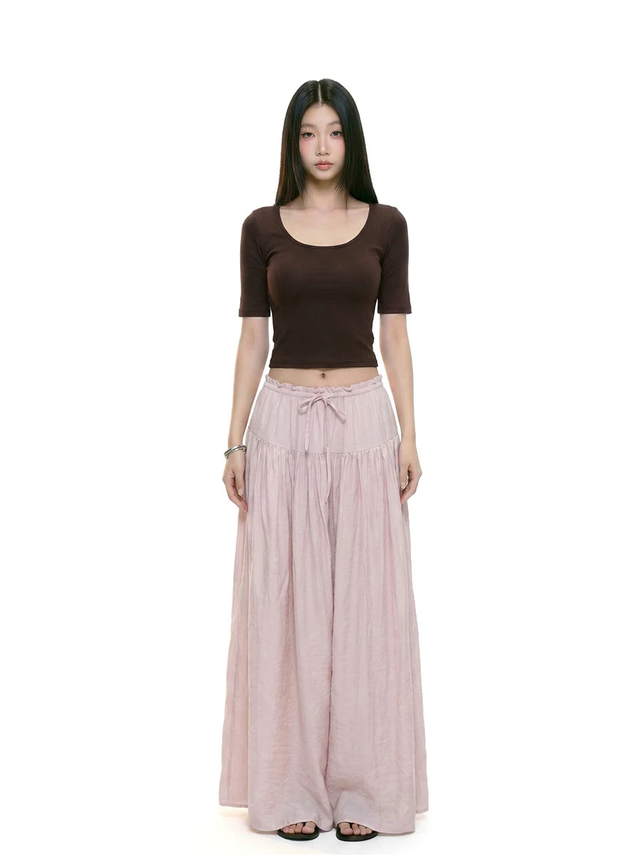 WITHMIN Low-rise Slim Pleated Wide-leg Pants