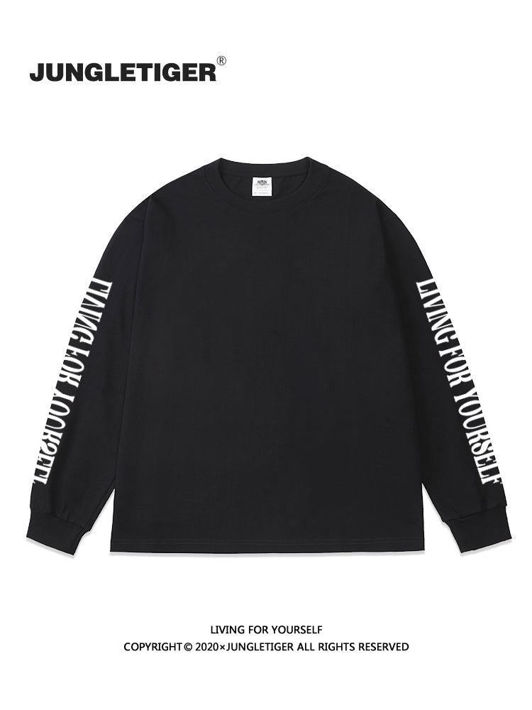 Jungle tiger letter cotton long sleeve Tee