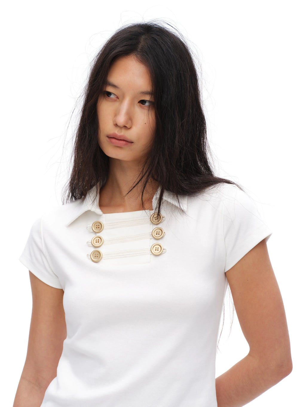Oinimi Double Breasted Lapel Slim Tee