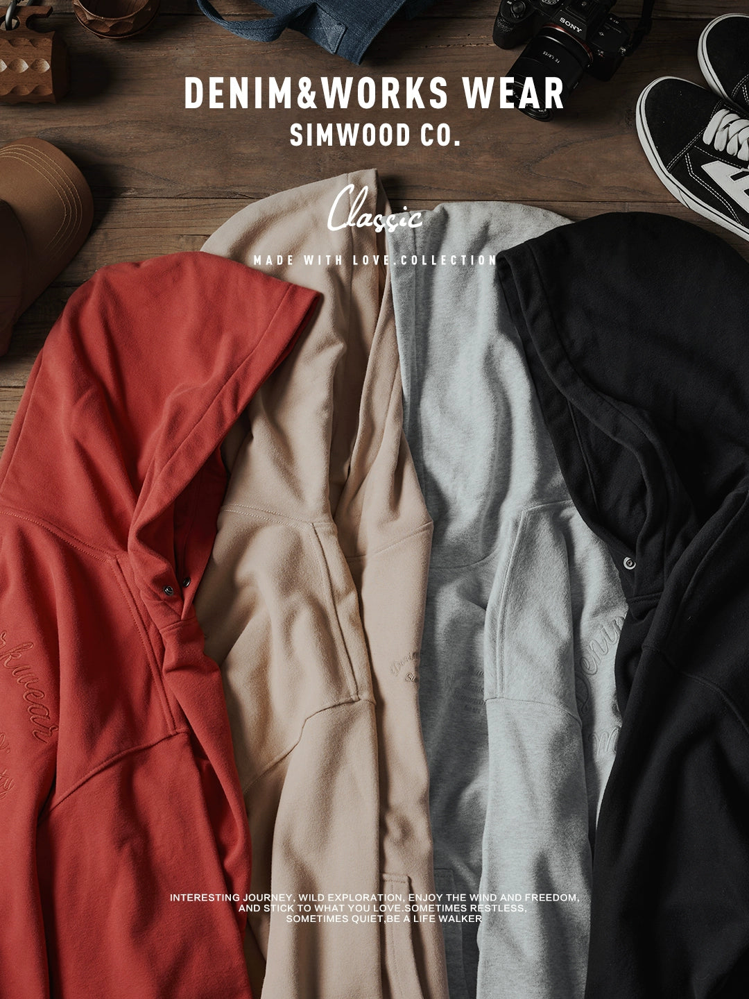 SIMWOOD Alphabet Embroidered Casual Hooded Sweater