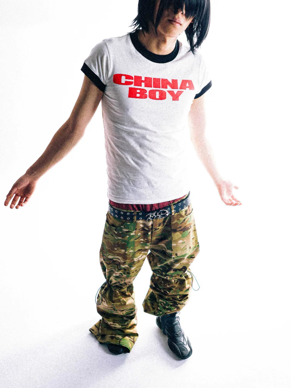 PCCVISION Double-sided Printing Color Matching Contrasting Slim Tee