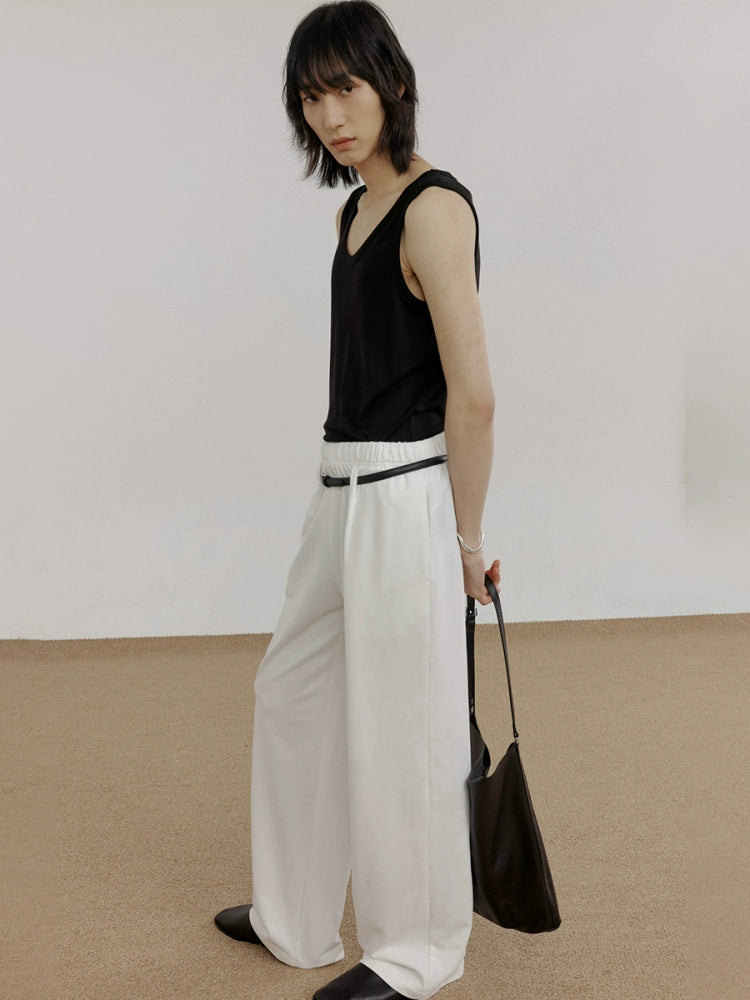 COLN Casual Loose Elastic Waist Pleated Sweatpants