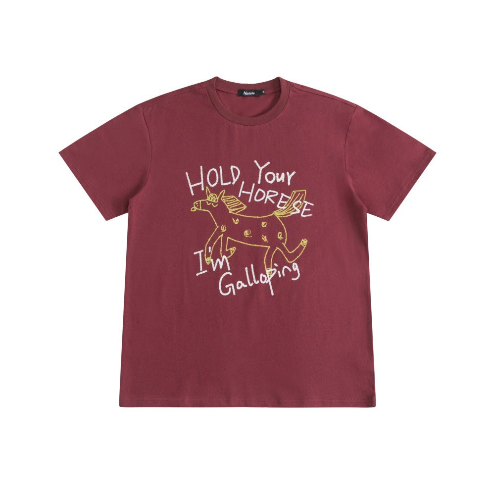 HeyHenry Pony Print Crew Neck Loose Tee