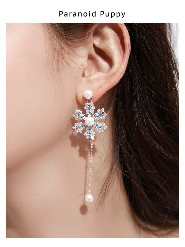 PP Snowflake Pearl Fringed Earrings
