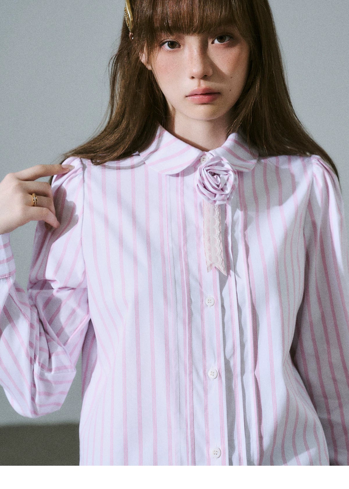 LOST FOREST Casual Flower Long-sleeved Shirt