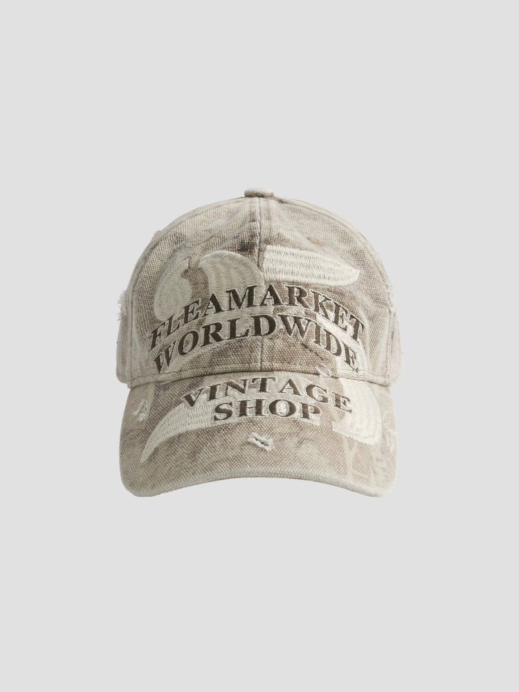 Fleamarket Vintage Washed Heavy Industry Alphabet Embroidered Baseball Cap
